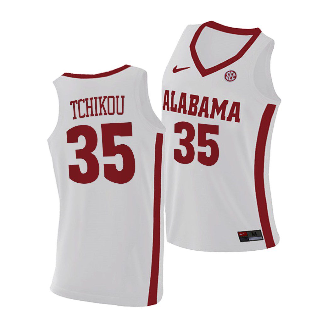 Men's Alabama Crimson Tide Alex Tchikou #35 2021 White Replica NCAA College Basketball Jersey